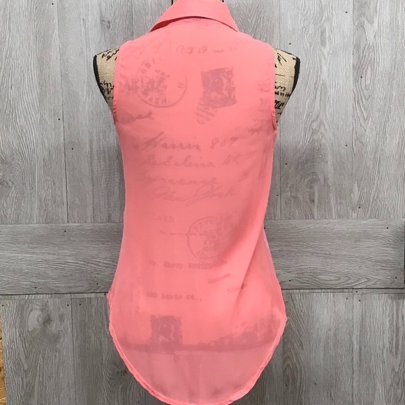 Rewind Pink Studded Collar Sleeveless Tank BB395 - Picture 6 of 7